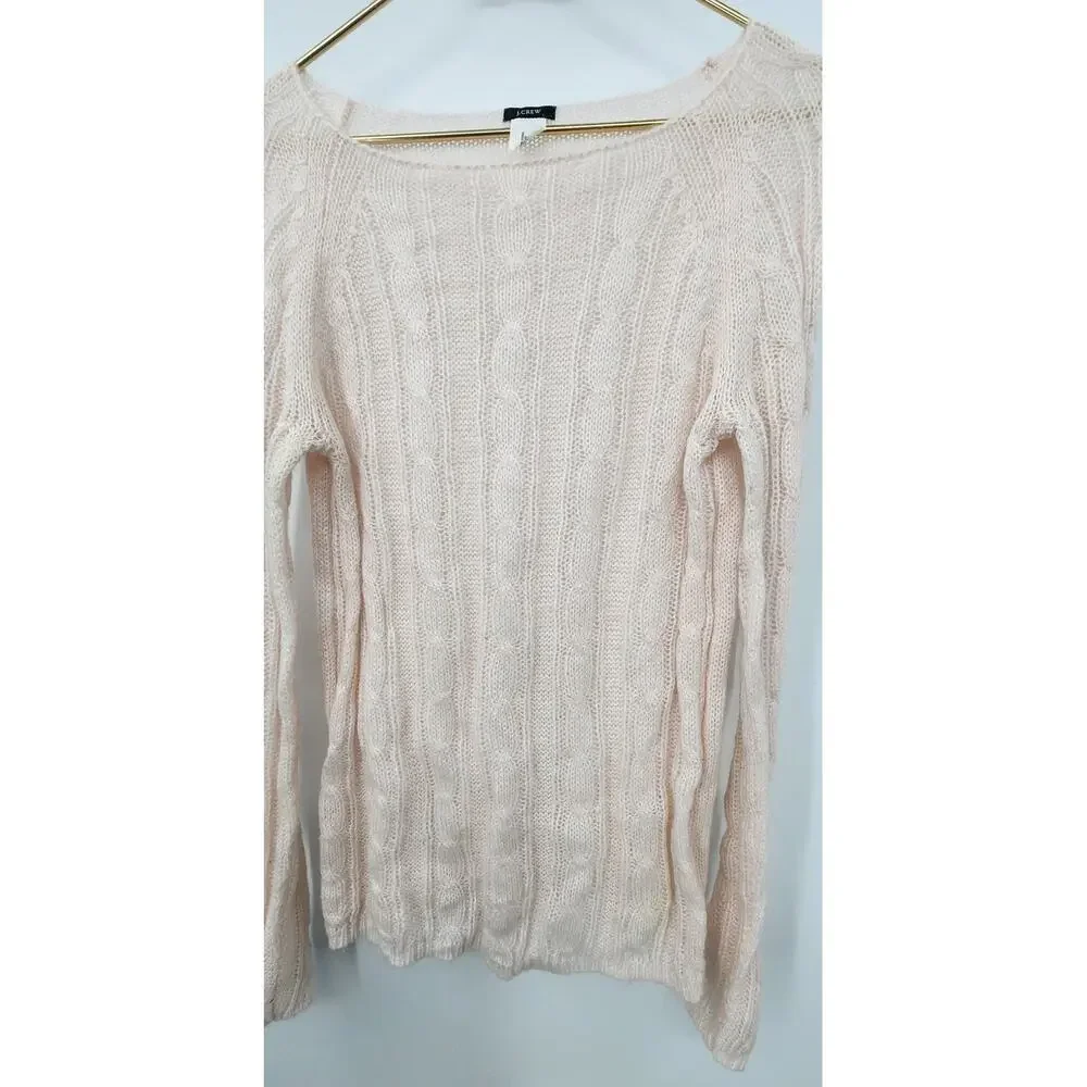 J. Crew Mohair Wool Blend Long‎ Sleeve White Cream Knit Sweater Size Medium